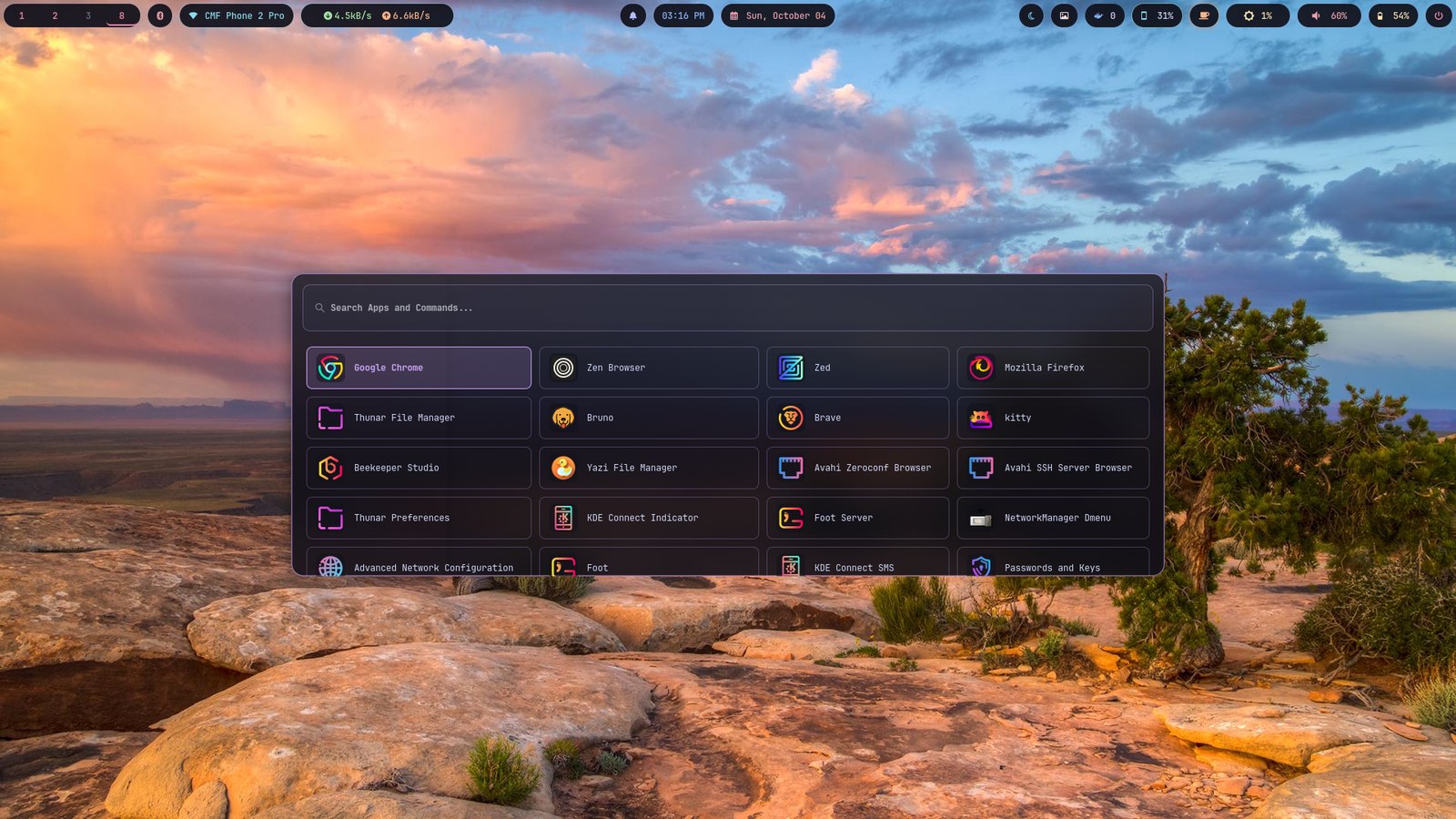 The app launcher (shown here before it became Vyom's dvara).